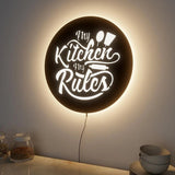 High-Quality 'My Kitchen My Rules' Backlit Wall Decor for Kitchen Decor