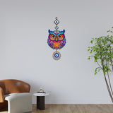 Wooden Owl Evil Eye Wall Hanging for Wall Decor