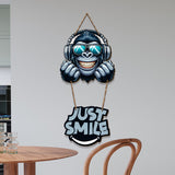 Just Smile Cartoon Gorilla with Sunglasses Printed Wooden Wall Hanging
