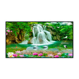 Waterfall in paradise, forest, pond, lotus, paradise, birds, waterfall, lilies, bonito Canvas Wall Paintings & Arts