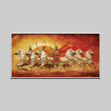 Epic Mahabharata Chariot Wall Art – Arjuna and Krishna in Battle Scene with Fiery Background