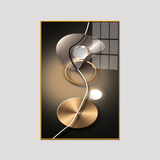 Acrylic Wall Paintings - 3D Geometry Abstract Stereo Art with Golden Background - Modern Fashion Wall Art