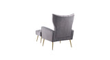 Grey Danney Accent Chair With Ottoman