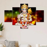 Lord Hanuman Beautiful Art 5 Pieces Canvas Print Wall Painting