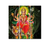 Durga Maa Painting On Canvas Set Of 3 Wooden Frames