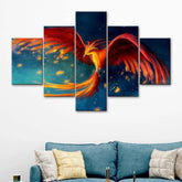 Amazing Phoenix Art 5 Pieces Canvas Print Wall Painting
