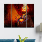 Guru Gobind Singh 4 PCS Wall Painting Framed On Wood
