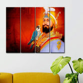 Guru Gobind Singh 4 PCS Wall Painting Framed On Wood