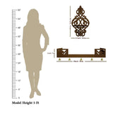 Beautiful Wall Hanging Wooden Temple/ Pooja Mandir Design with Shelf, Brown Color