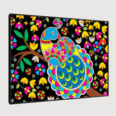 Beautiful Peacock Madhubani Painting / Canvas Print Stretched on Wood Bars 61 x 41cm