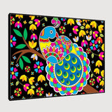 Beautiful Peacock Madhubani Painting / Canvas Print Stretched on Wood Bars 61 x 41cm