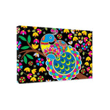 Beautiful Peacock Madhubani Painting / Canvas Print Stretched on Wood Bars 61 x 41cm