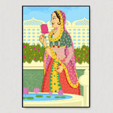 Rajasthani Madhubani Painting / Canvas Print Stretched on Wood Bars 61 x 41cm