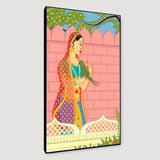 Beautiful Queen With Parrot Madhubani Painting / Canvas Print Stretched on Wood Bars 61 x 41cm