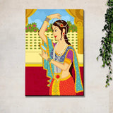 Beautiful Queen Madhubani Painting / Canvas Print Stretched on Wood Bars 61 x 41cm