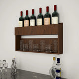 Modish Backlit MDF Bar Wall Shelf / Mini Bar Cabinet in Walnut Finish