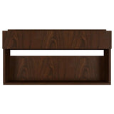 Modish Backlit MDF Bar Wall Shelf / Mini Bar Cabinet in Walnut Finish