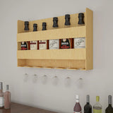 Aesthetic Backlit Wall Mounted Bar Shelf in Light Oak Finish