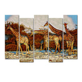 African Giraffe Group Canvas Wall Painting