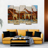 African Giraffe Group Canvas Wall Painting