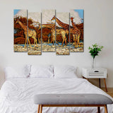 African Giraffe Group Canvas Wall Painting