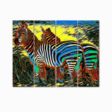 Zebra Golden Blue Canvas Wall painting