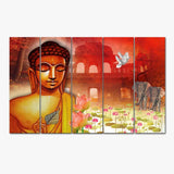 Lord Buddha Meditating with elephant Painting and Framed on Wood Canvas Print Wall Painting