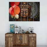 Buddha Statue Meditation and Framed on Wood Canvas Print Wall Painting