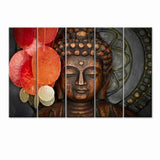 Buddha Statue Meditation and Framed on Wood Canvas Print Wall Painting