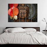 Buddha Statue Meditation and Framed on Wood Canvas Print Wall Painting