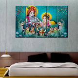 Lord Radha Krishna Beautiful 5 Pieces Canvas Print Wall Painting