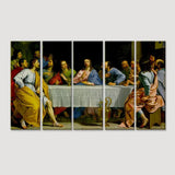 Last Supper Wall Painting Wooden Framed 5 Pieces Canvas Painting