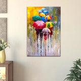 Colorful Rainy Season / Beautiful Design Canvas Printed Painting Stretched on Wood Bars 61 x 41cm