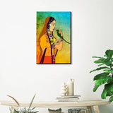 Traditional Madhubani Painting / Canvas Print Stretched on Wood Bars 61 x 41cm