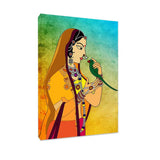 Traditional Madhubani Painting / Canvas Print Stretched on Wood Bars 61 x 41cm