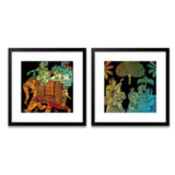 Traditional Madhubani Art Collage Picture Wall Frame Set of 2
