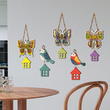 Multicolored Wooden Butterfly and Birds Wooden Wall Hanging