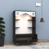 Engineered Wood Divine Puja Mandir Design with LED Lights, Home Mandir, OM, Puja Shelf for Home/Office - Brown