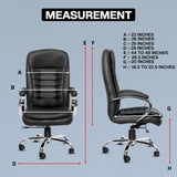 Premium Black Leatherette Office Chair with Fixed Armrests | Home Office Desk Swivel Seat | Heavy Duty Chrome Base