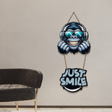 Just Smile Cartoon Gorilla with Sunglasses Printed Wooden Wall Hanging