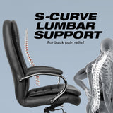 Premium Black Leatherette Office Chair with Fixed Armrests | Home Office Desk Swivel Seat | Heavy Duty Chrome Base