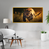 Sprinting Elegance Jaguar Wild Animal Action Canvas Wall Paintings