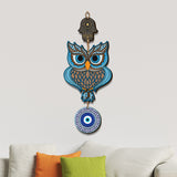 Wooden Owl Evil Eye Nazar-Battu Wall Hanging for Wall Decor