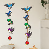 Multicolor 2 Pieces Sparrows Shaped Painted Wooden Wall Hangings