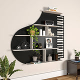 Backlit Piano Designer Wooden Wall Shelf