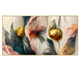 Abstract Golden Flower 3d Illustration Canvas Painting for Home and Office Decoration Framed Wall Paintings for Living Room