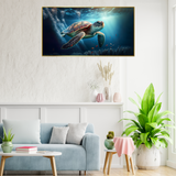 Sea Turtle Swimming Sea Beautiful Underwater Colorful Coral Wild Nature Pacific Ocean