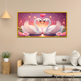Realistic Swan Birds Couple Elements Decoration With Valentine’s Day