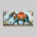 Royal Elephant Wall Art – Traditional Indian Folk Painting with Floral Background