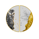Golden Fortune Tree Semi Circle Wall Paintings & Arts